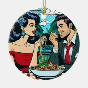 Verliebtes Paar Pop Art Keramik Ornament
