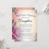 Verlieren einer Tochter Karte (Vorderseite/Rückseite Beispiel)