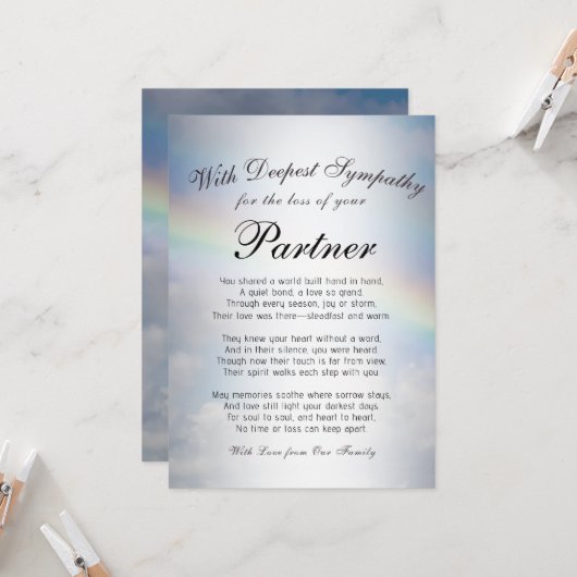 Verlieren eines Memorial Karte (Vorderseite/Rückseite Beispiel)