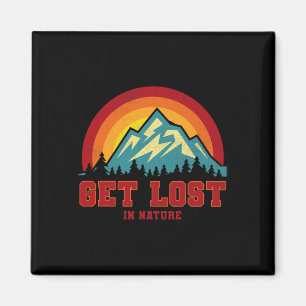 Verlieren Sie sich in der Natur Cooles Retro-Abent Magnet