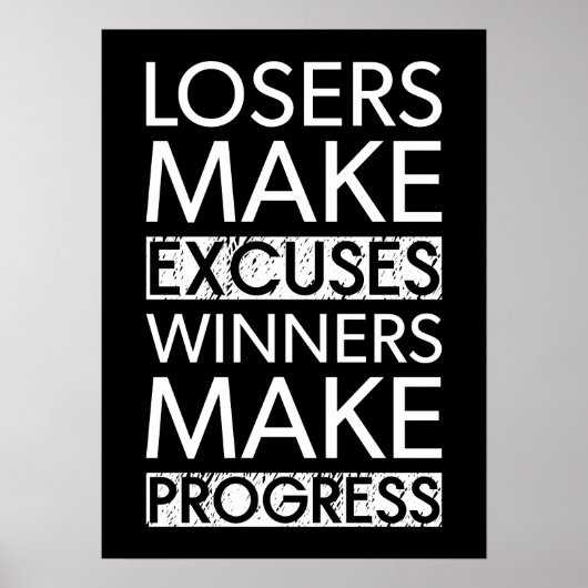 Verlierer machen Ausreden - Gym, Hustle, Erfolg Poster (Vorne)