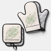 Verliert in der fünften Dimension? (Geometry Cube  Ofenhandschuh & Topflappen-Set (Vorderseite/Rückseite)