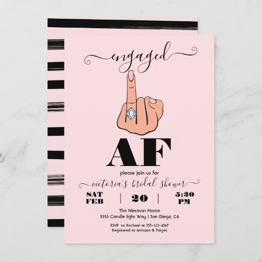 Verlobt AF Funny Verlobung Brautparty Einladung (Vorne/Hinten)