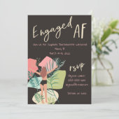 Verlobt AF Schwarz-Weiß Sommerbachelorette Einladung (Stehend Vorderseite)