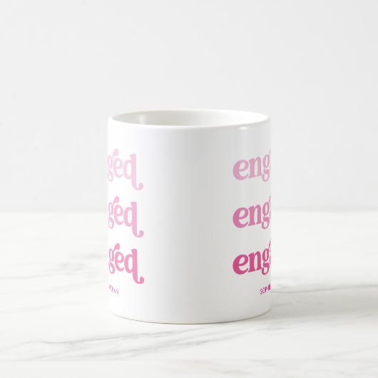 Verlobt | Boho Pink Gradient Text Kaffeetasse (Mittel)