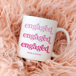 Verlobt   Boho Pink Gradient Text Kaffeetasse