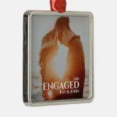 Verlobt Elegantes Minimal & Modernes Foto Ornament Aus Metall (Rechts)