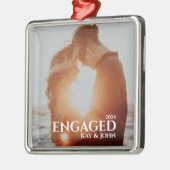 Verlobt Elegantes Minimal & Modernes Foto Ornament Aus Metall (Links)