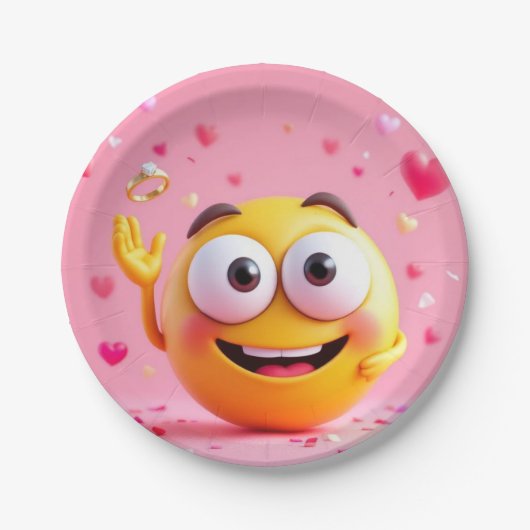 Verlobt Emoji Pappteller (Vorderseite)