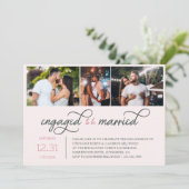 Verlobt für Verheiratete 3-Foto-Partnerin Einladung (Stehend Vorderseite)