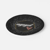 Verlobt Glam Black und Silver Pappteller (Schrägansicht)