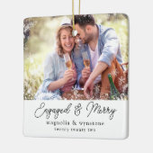 Verlobt Merry Foto Snowflake Keepake Keramikornament (Links)