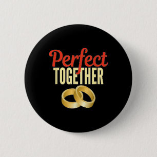 Verlobt Perfect Together Gold Wedding Bands Bride Button