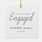 Verlobt Schwarz und Weiß Erstes Foto Keramikornament (Rückseite)