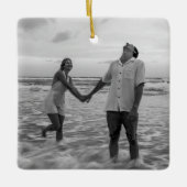 Verlobt Schwarz und Weiß Erstes Foto Keramikornament (Vorderseite)