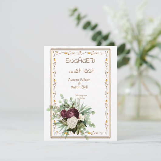 Verlobt zur letzten Wasserfarbenflora Karte (Stehend Vorderseite)