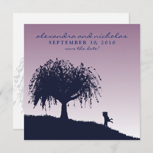 Verlobte Ankündigung Datum freihalten: lila (Vorne/Hinten)