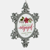 Verlobte Aquarellpflanze Schneeflocken Zinn-Ornament (Links)