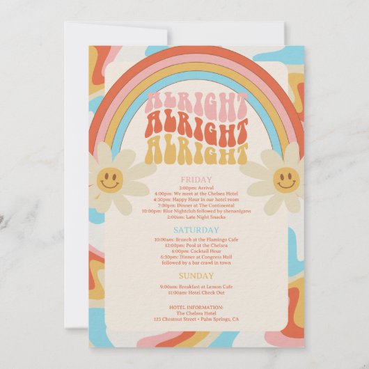 Verlobte Bachelorette Wochenendreise Einladung (Rückseite)