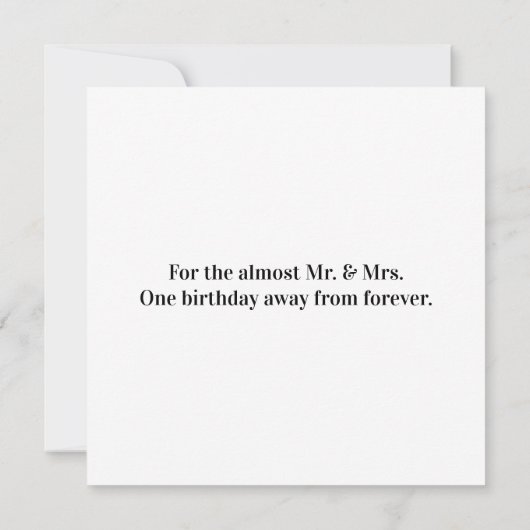 Verlobte Birthday Card (Rückseite)