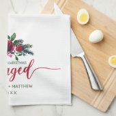 Verlobte Blumenzwiebeln-Rote Rose Geschirrtuch (Viertel Falte)