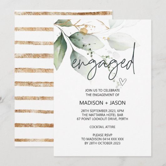 Verlobte Engagement Party Verheiratete Grünen Einladung (Vorne/Hinten)