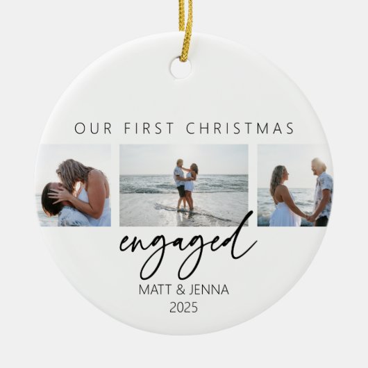 Verlobte Erstweihnachtsdekoration Keramik Ornament (Vorne)