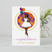 Verlobte Glückwunsch! Schwarze Frau mit Balloons u Folieneinladung (Stehend vorne)