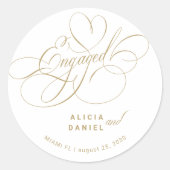 Verlobte GoldlobParty Runder Aufkleber (Vorderseite)