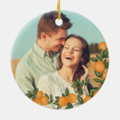 Verlobte Hochzeitszitrusgrün Keramik Ornament (Hinten)