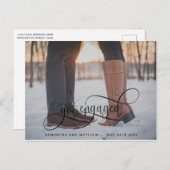 Verlobte Kalligrafie in Black, Foto-Verlobung Ankündigungspostkarte (Vorne/Hinten)