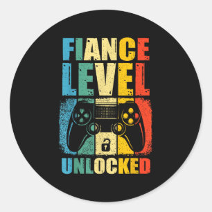 Verlobte-Level-Unlock-Wedding-Gamer-Groom zu Bl Runder Aufkleber