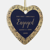 Verlobte Navy Blue Gold Rose Keramik Ornament (Rechts)