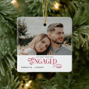 Verlobte Paare  Foto Stilvolles erstes Weihnachten Keramikornament