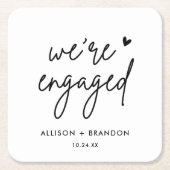 Verlobte Partei für Minimalistisches modernes Enga Rechteckiger Pappuntersetzer (Vorderseite)