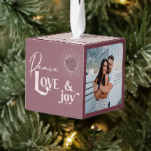 Verlobte Peace Liebe und Joy 3 Foto Cube Ornament