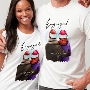 Verlobte Schrift Personalierte Paare Weihnachten T-Shirt