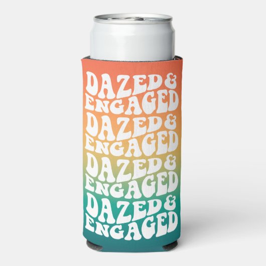 Verlobte Typografie Retro-Gradient Selters Dosenkühler (Seltzer Rückseite)