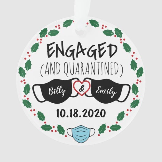 Verlobte und isolierte Covid-Verlobung Weihnachten Ornament (Vorderseite)