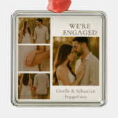 Verlobte Verlobung Collage 4 Foto Weihnachten Ornament Aus Metall (Vorne)