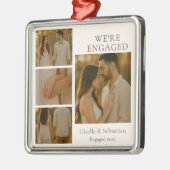 Verlobte Verlobung Collage 4 Foto Weihnachten Ornament Aus Metall (Links)