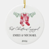 Verlobte Weihnachts-Strümpfe Keramik Ornament (Vorne)