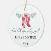 Verlobte Weihnachts-Strümpfe Keramik Ornament (Links)