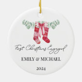 Verlobte Weihnachts-Strümpfe Keramik Ornament (Hinten)