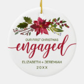 Verlobte Weihnachtsfarbe Poinsettia Keramik Ornament (Hinten)