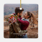 Verlobte Weihnachtslichter Keramikornament (Rückseite)