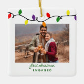 Verlobte Weihnachtslichter Keramikornament (Vorderseite)