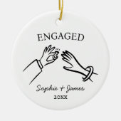 Verlobte Whimsical Hand gezeichnete Verlobung Weih Keramik Ornament (Vorne)