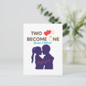 Verlobten zwei Herzen werden eins Postkarte (Stehend Vorderseite)