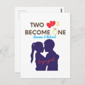Verlobten zwei Herzen werden eins Postkarte (Vorne/Hinten)